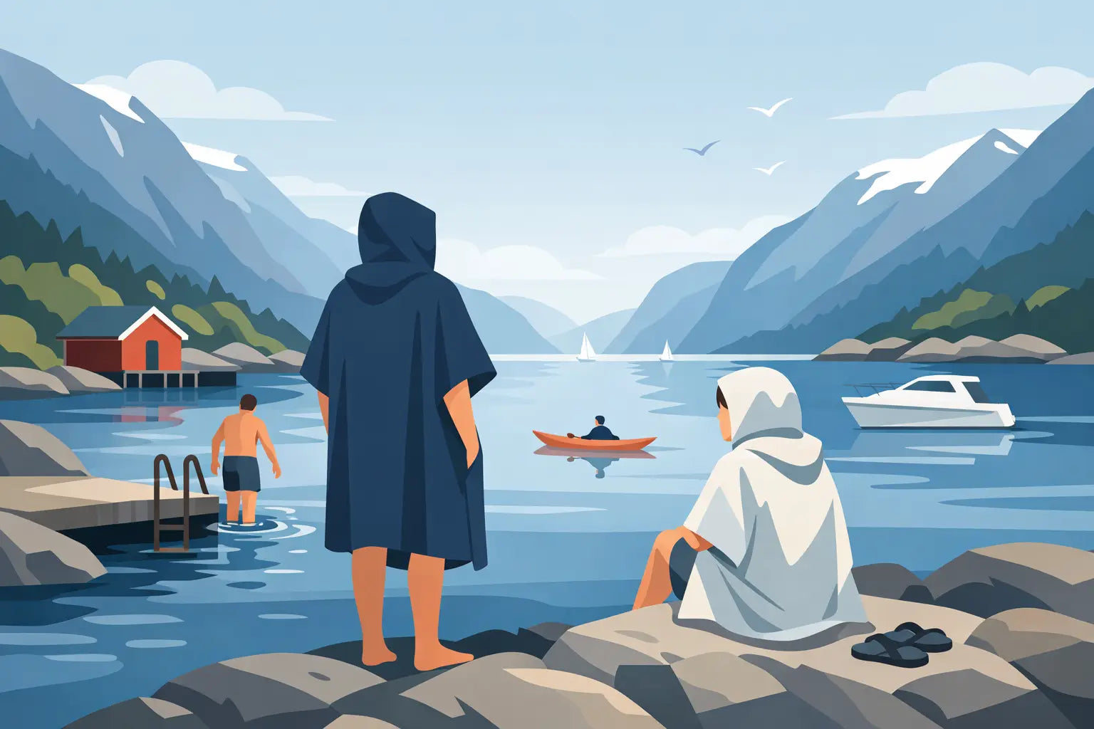 Norsk badeponcho-design som tåler fjordliv