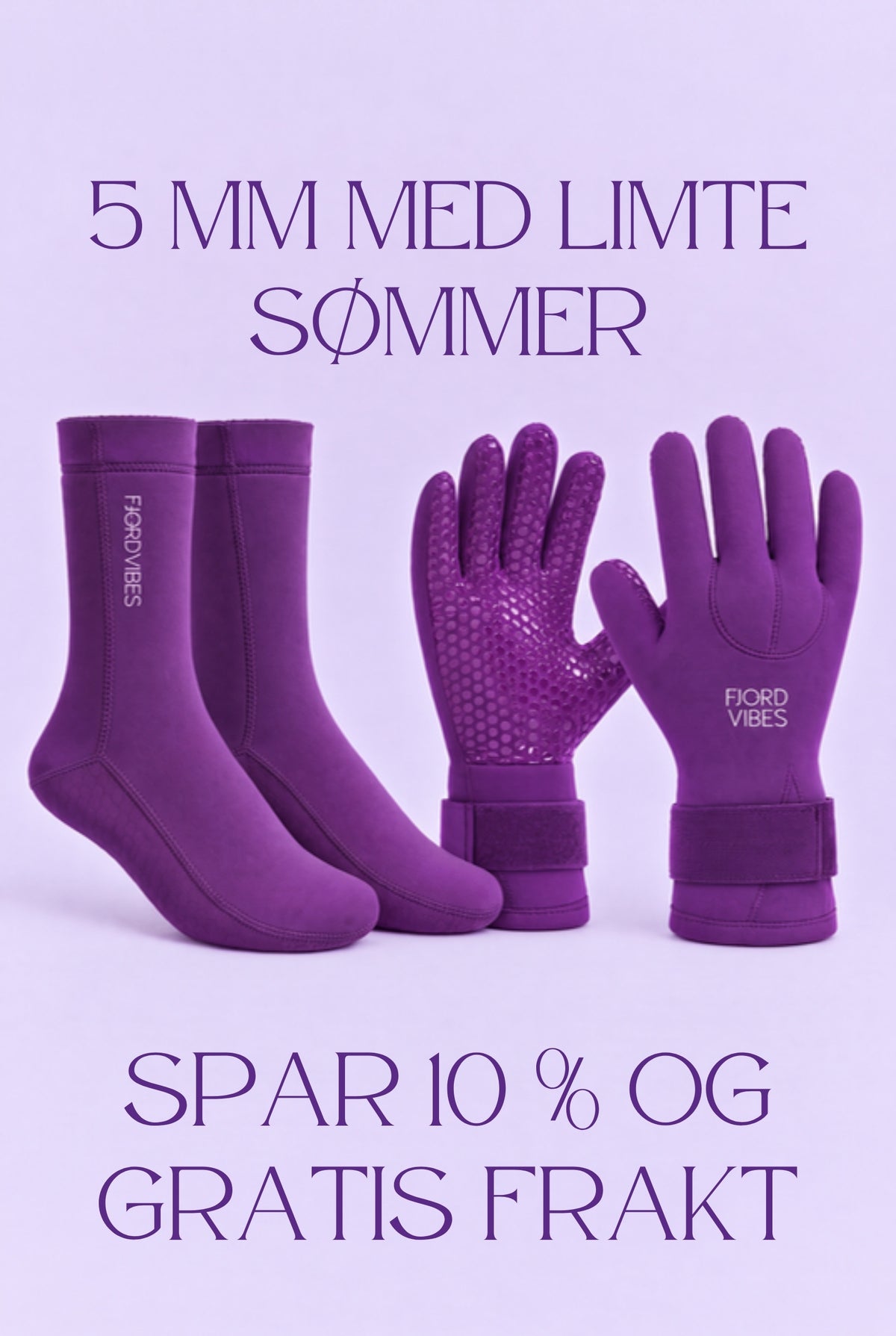 Lilla neoprensokker og neoprenhansker 5 mm fra Fjord Vibes – pakke