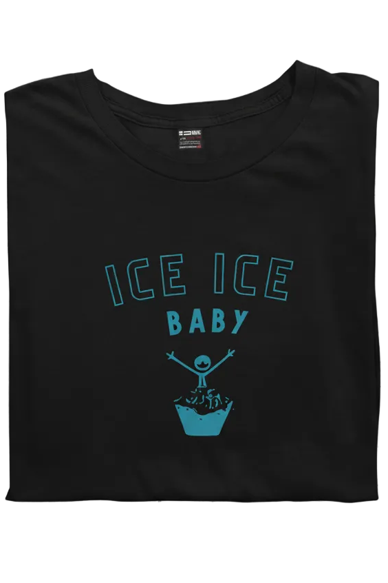 Ice Ice baby Isbading Tee - Unisex - DoUdare svart sammenbrettet økologisk t-skjorte med turkis trykk
