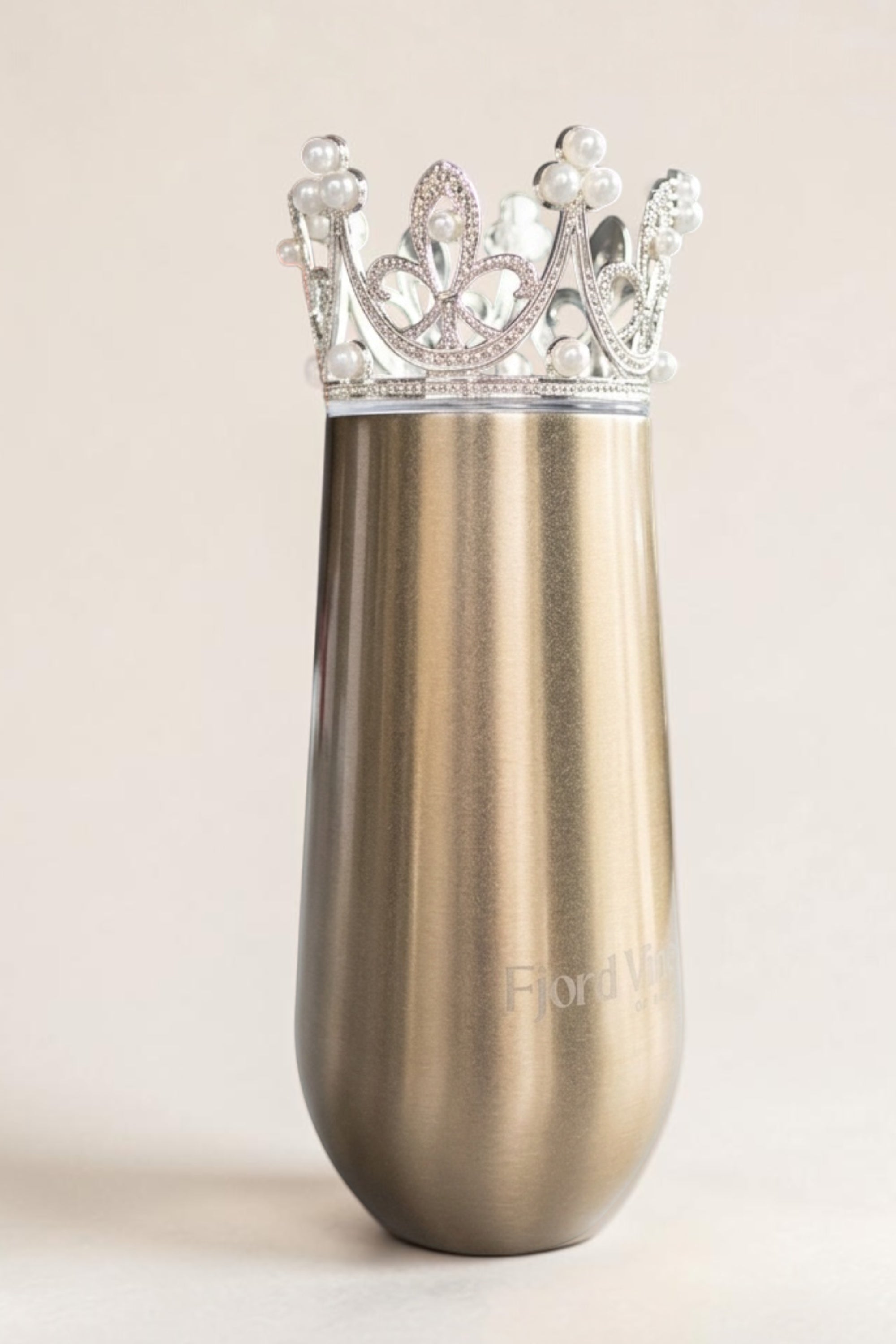Proseccokopp termokopp med prinsessekrone i gaveeske - Matte golden NY FARGE