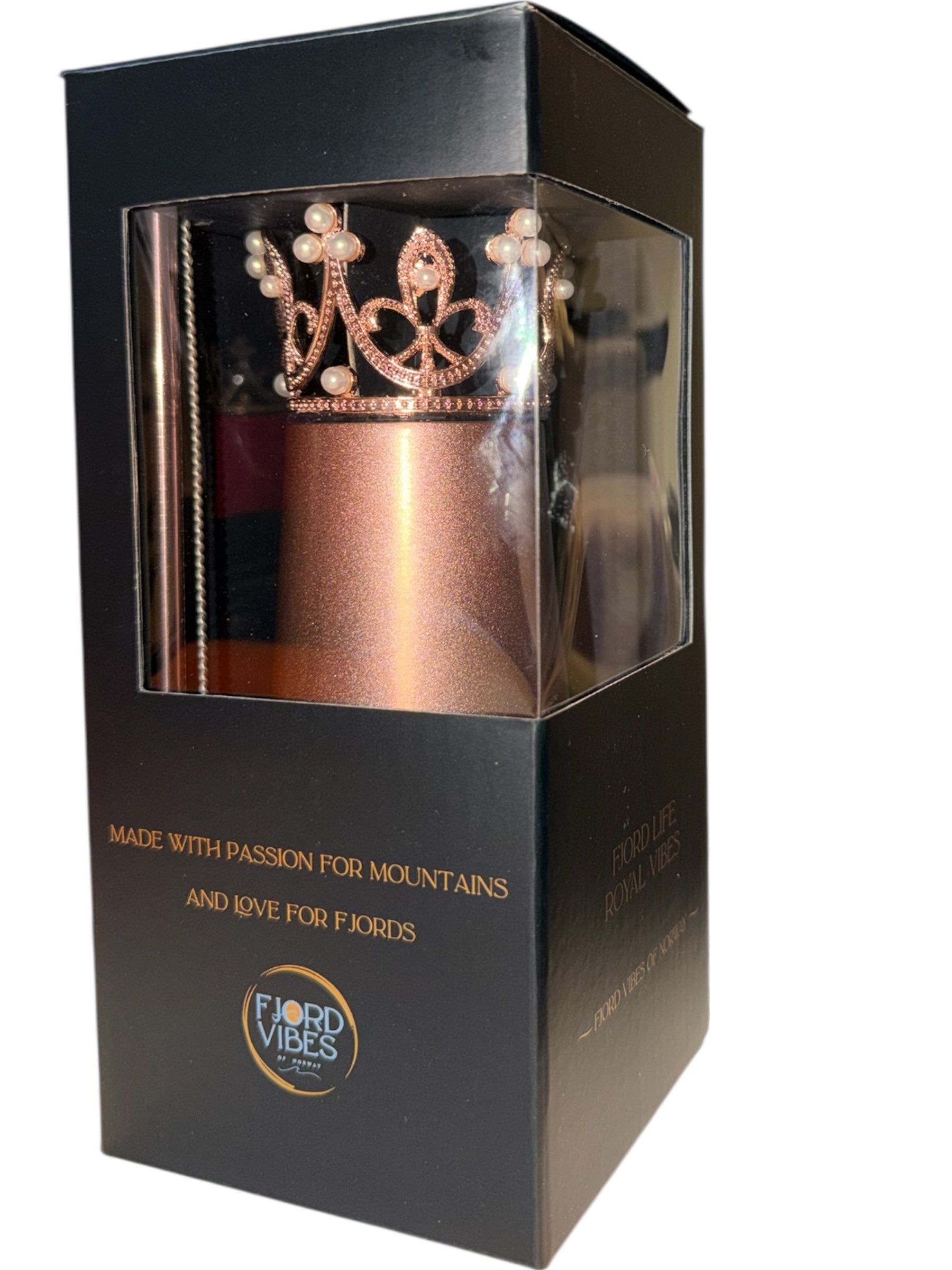 Proseccokopp termokopp med prinsessekrone i gaveeske - Rosegull