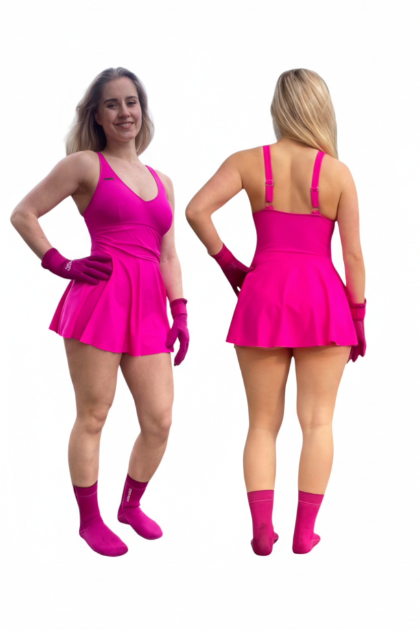 Badekjole Marilyn - Fjord Vibes badekjole Pink🩷 LOW CUT - DoUdare