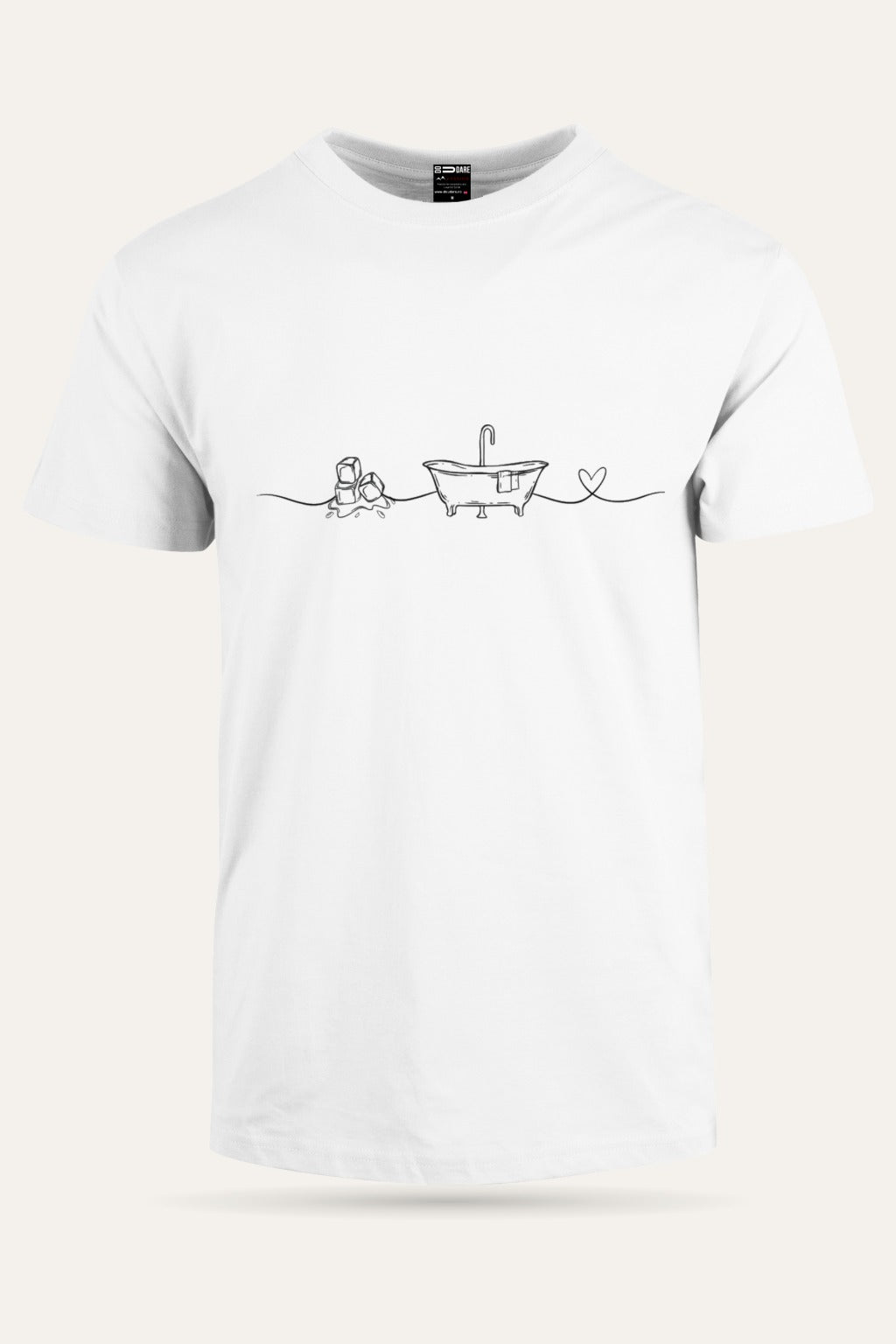 I Love Ice Bath t-skjorte unisex i hvit sett forfra – viser passform og trykk – Fjord Vibes