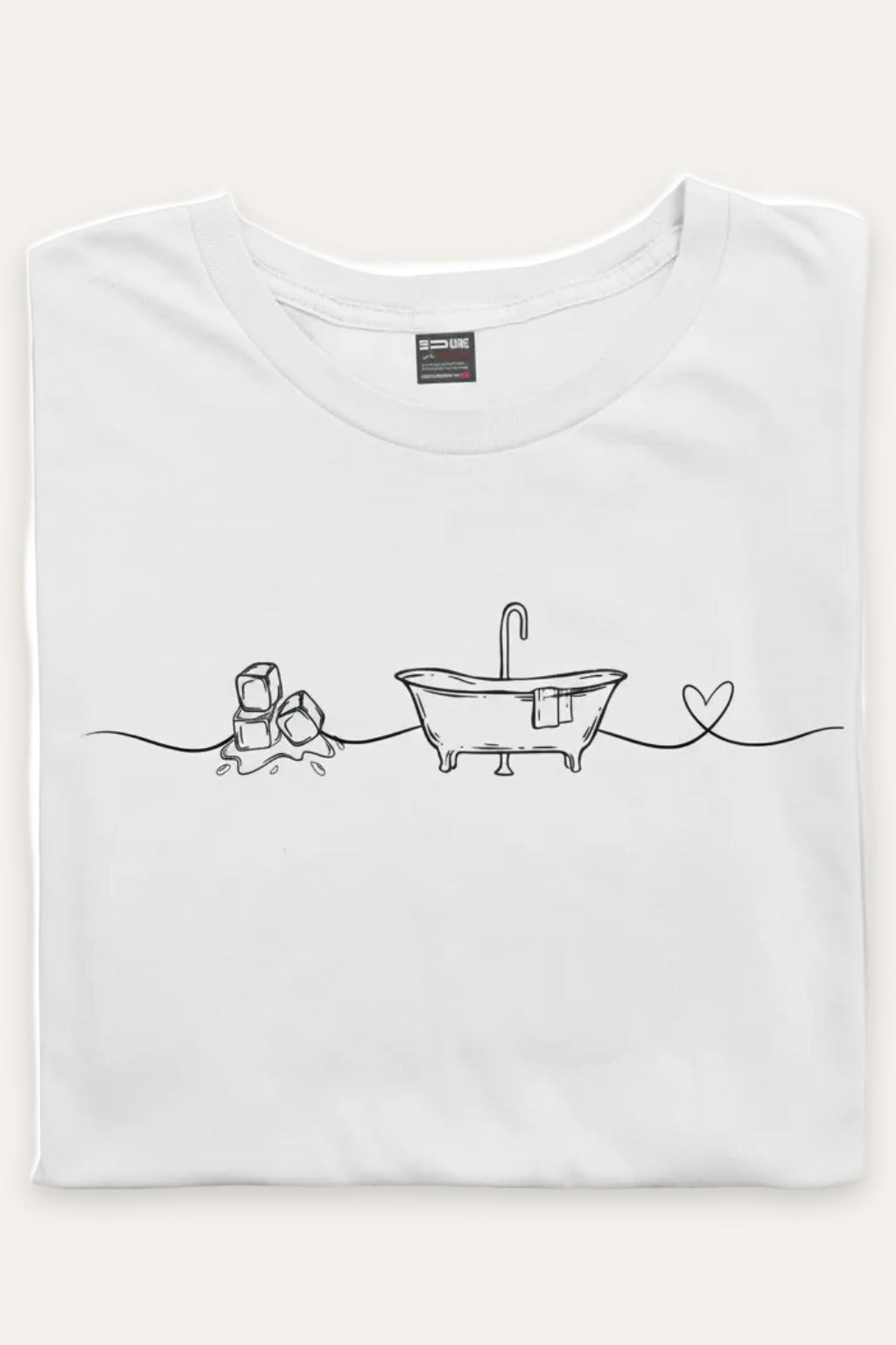 Sammenbrettet I Love Ice Bath t-skjorte unisex i hvit – viser trykket – Fjord Vibes