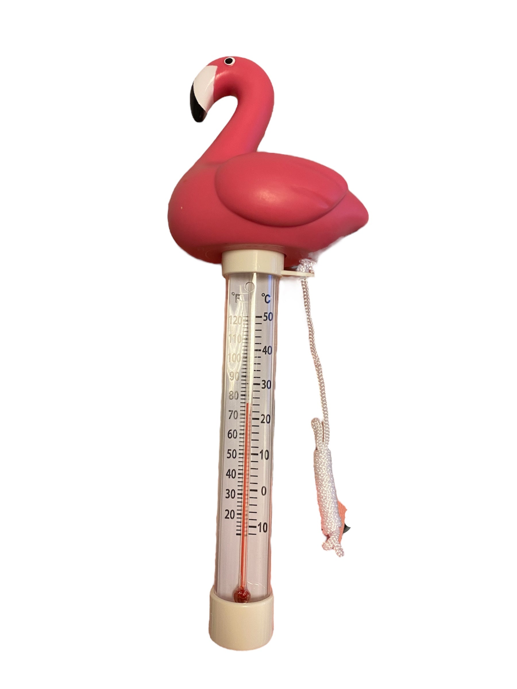 rosa flamingo termometer til å måle temperatur i badevann
