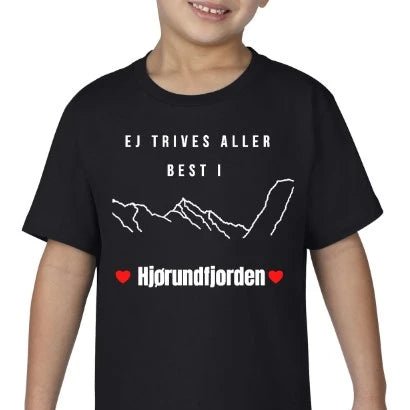 Restesalg Korterma T-skjorte til barn med motiv frå Hjørundfjord - DoUdare