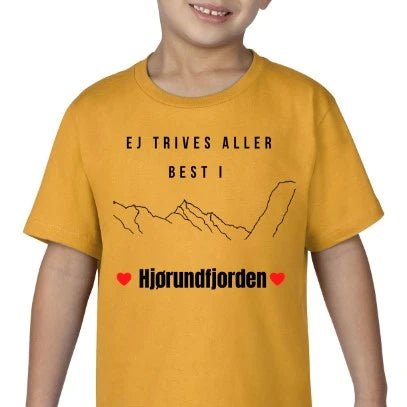 Restesalg Korterma T-skjorte til barn med motiv frå Hjørundfjord - DoUdare